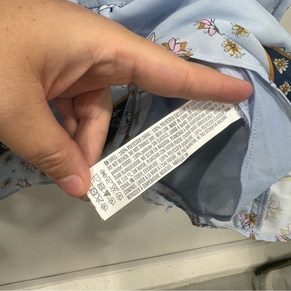 Endless Rose Blue Floral Peplum Blouse Top Cutout Tie Bell Sleeve Large *flawed* - Picture 9 of 9